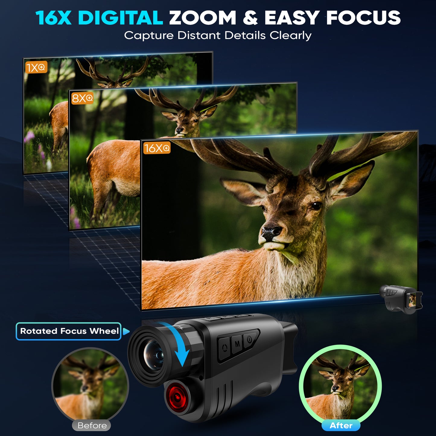 BNISE Night Vision Monocular for Adults and Kids, Night Vision Scope for 100% Darkness 16X Zoom Infrared Monocular Telescope for Camping, Wildlife Observation