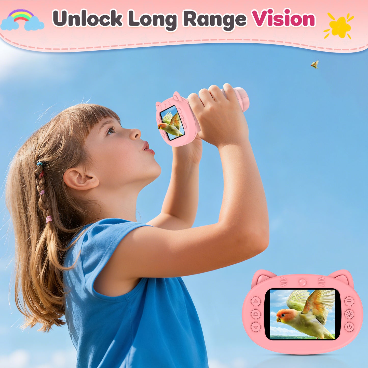 Handheld Microscope for Kids with 2.4" Large Screen, STEM Science Toy Digital Microscope for Boys and Girls Edu Science Kit Gift for Kids-Pink