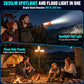Telescopic Camping Light with 80'' Stand, Solar Rechargeable Work Lantern with 3 Rotatable LED Panels, 7 Light Modes, Magnetic Base & Hook for Camping, Tent, Emergency, Fishing