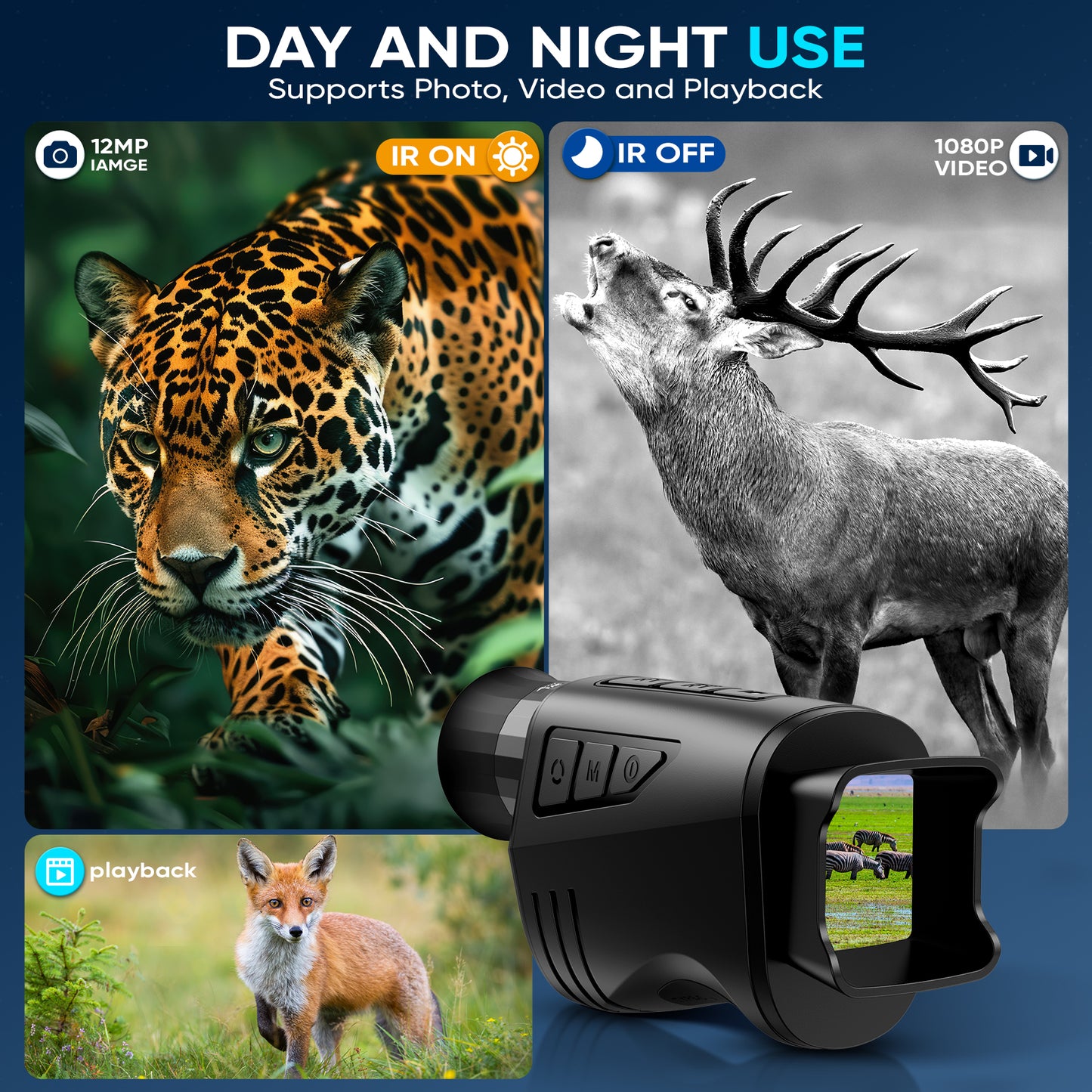 BNISE Night Vision Monocular for Adults and Kids, Night Vision Scope for 100% Darkness 16X Zoom Infrared Monocular Telescope for Camping, Wildlife Observation