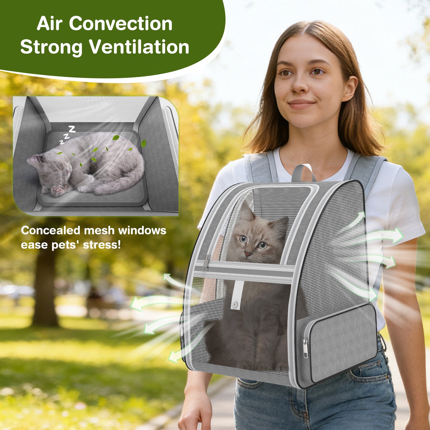 Cat Backpack Carrier Fully Ventilated-Pet Carrier Backpack for Cats and Small Dog Puppies up to15 lb