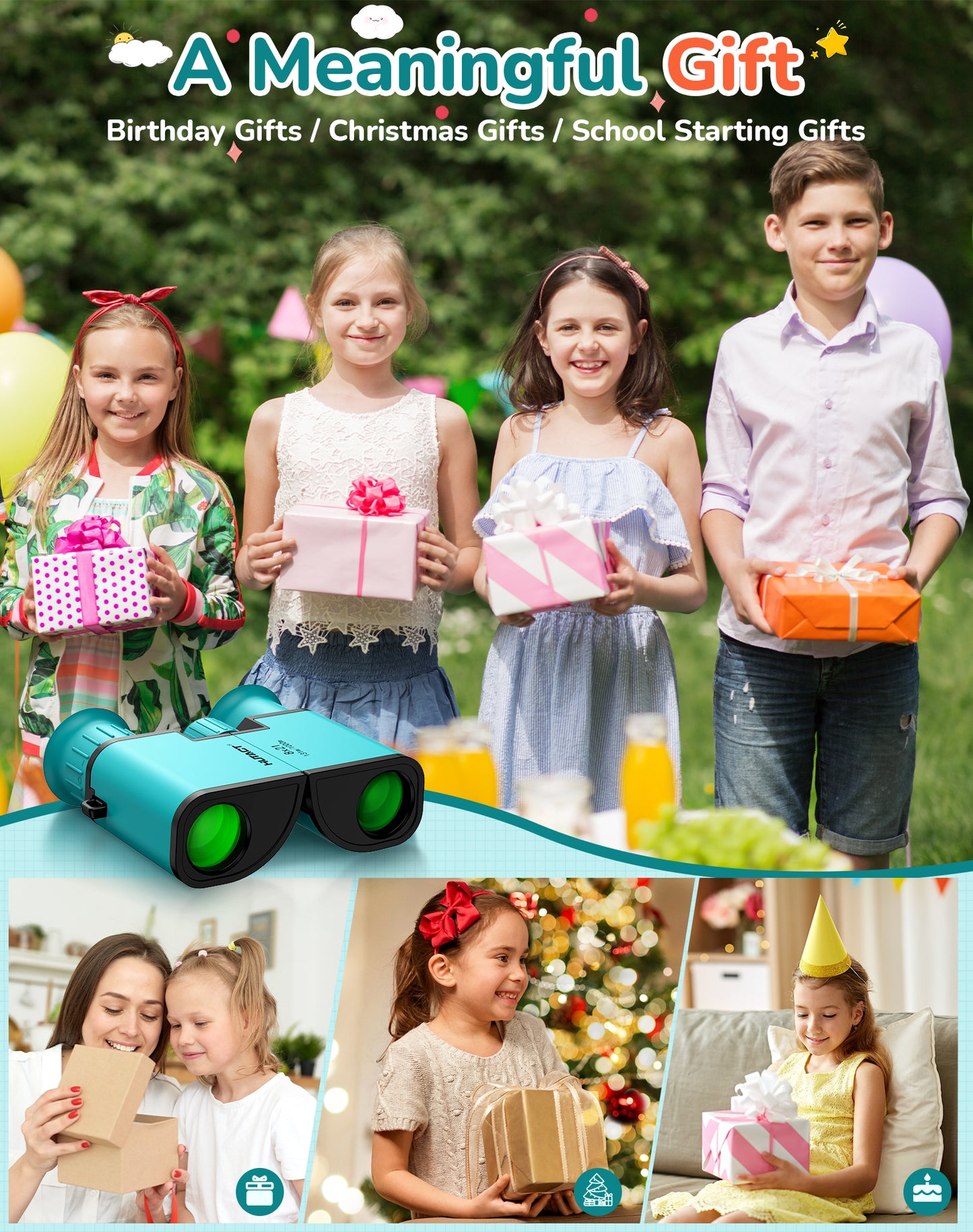 BNISE Kids Binoculars for Ages 6–12, Compact 8x21 Binoculars for Bird Watching and Outdoor Exploration, Small Binoculars with BAK4 Optics, Carry Bag & Neck Strap (Green)