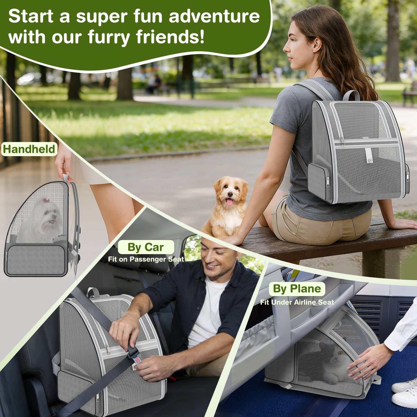 Cat Backpack Carrier Fully Ventilated-Pet Carrier Backpack for Cats and Small Dog Puppies up to15 lb