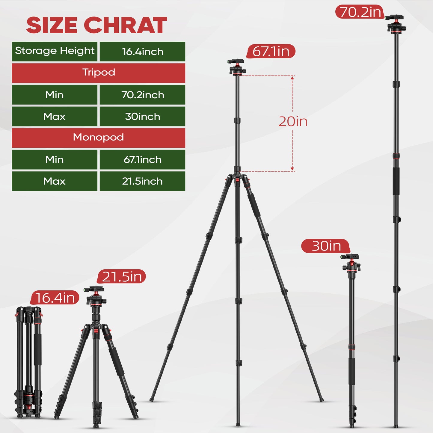 Camera Tripod, Quick-Setup Aluminum DSLR Tripod 67" Monopod-360° Panoramic Metal Ball Head-With Carry Bag,Portable Tripod Phone Adapters,Binoculars Adapters
