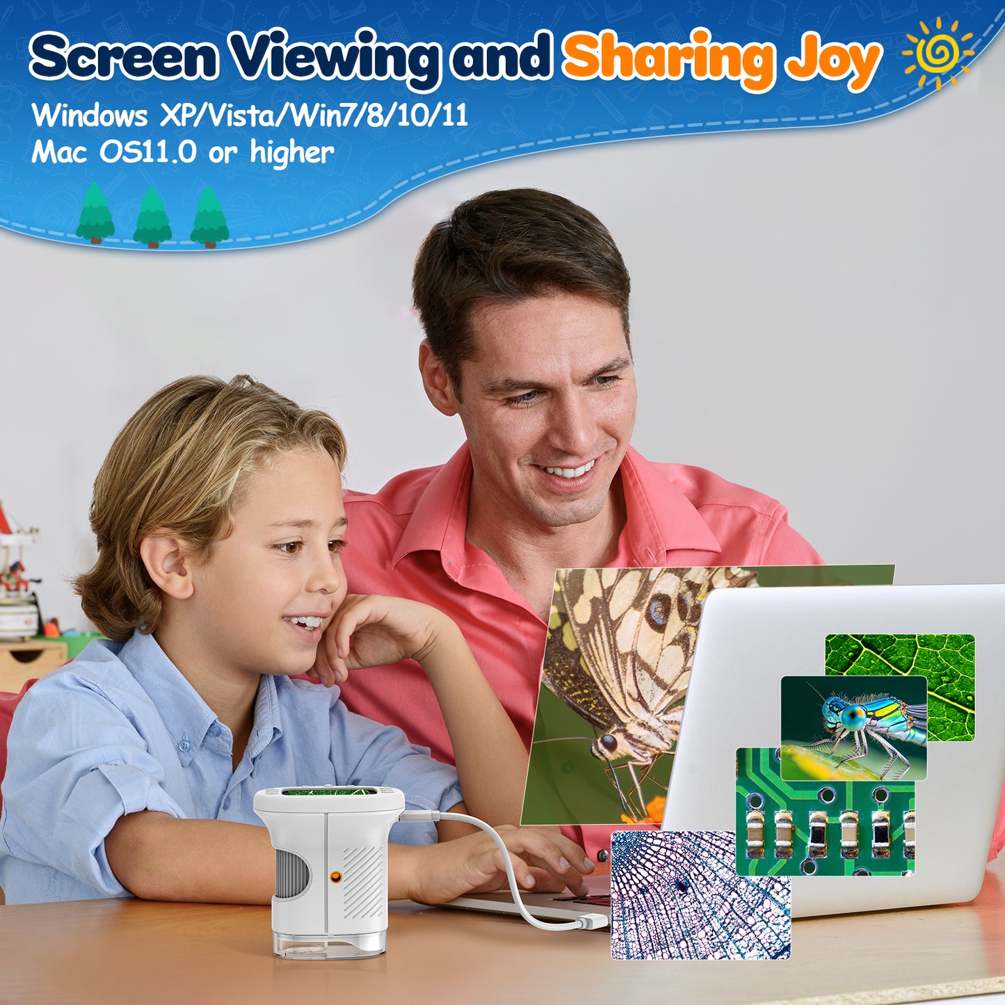 Microscope for Kids,-2.4" Screen, Handheld Digital Microscope with Slides Edu Science Kit Gift for Boys Girls STEM Toys