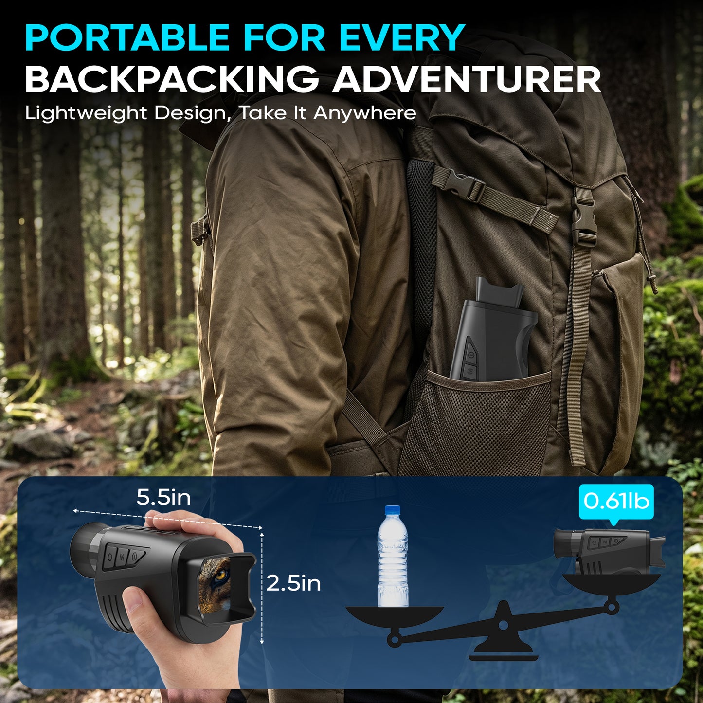 BNISE Night Vision Monocular for Adults and Kids, Night Vision Scope for 100% Darkness 16X Zoom Infrared Monocular Telescope for Camping, Wildlife Observation