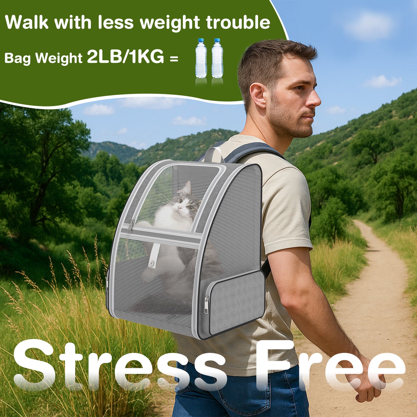 Cat Backpack Carrier Fully Ventilated-Pet Carrier Backpack for Cats and Small Dog Puppies up to15 lb