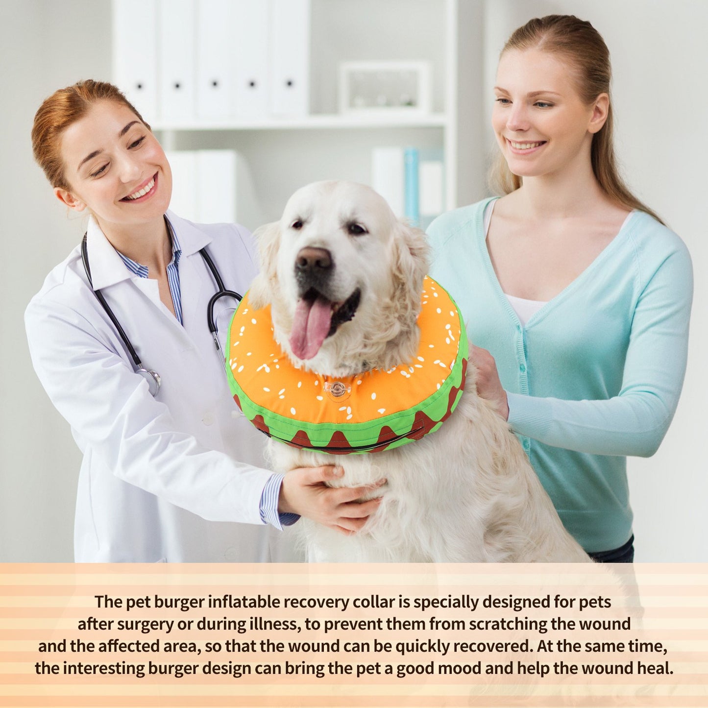 Dog Cone Protective Elizabethan Collar for Dogs Recovery Collar After Surgery Anti-Bite Lick Wound Soft,Inflatable ,Comfortable Cone of Shame for Medium Dogs-L