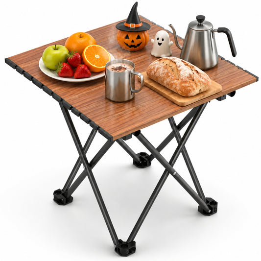 BNISE Folding Camping Table 141 lbs Capacity, Carbon Steel Portable Camp Table with Carry Bag, Lightweight Outdoor for Camping Picnic bbq Beach RV Travel