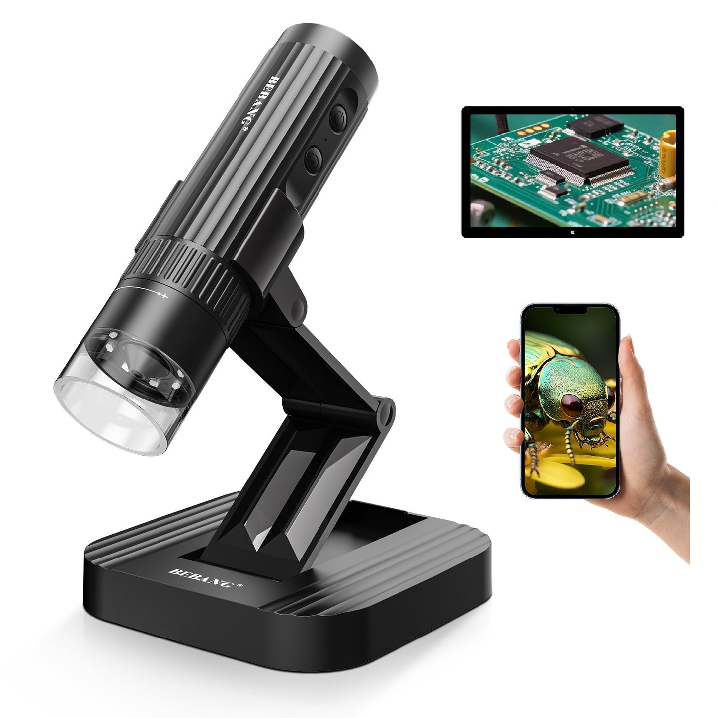 50X-1000X Handheld Microscopes, HD WiFi Digital Microscope with Adjustable Stand, Compatible with iPhone Android Mac Windows