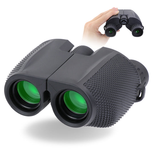 BNISE 12x25 Compact Binoculars for Adults, High Power HD Folding Pocket Binoculars for Bird Watching, Hunting, Concerts