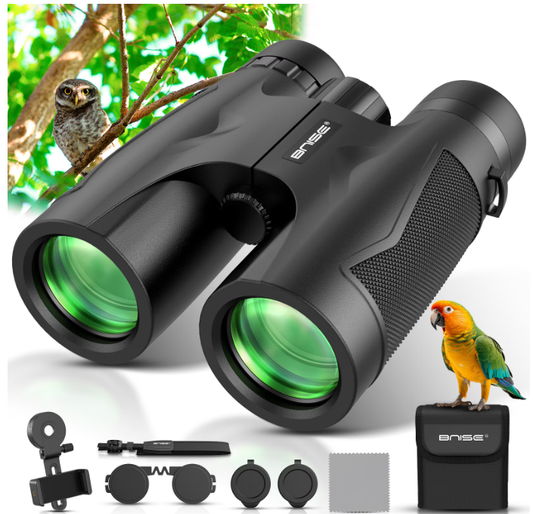 BNISE Binoculars for Adults , 10X42 HD Professional Binoculars with Low Light Vision.BAK 4 Prism FMC Lens, Compact Binoculars for Bird Watching,Hunting,Hiking Outdoor Traveling