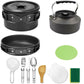 Camping Cookware Mess Kit, Non-Stick Lightweight Pot Pan Kettle Set for Camping, Backpacking, Outdoor Cooking and Picnic