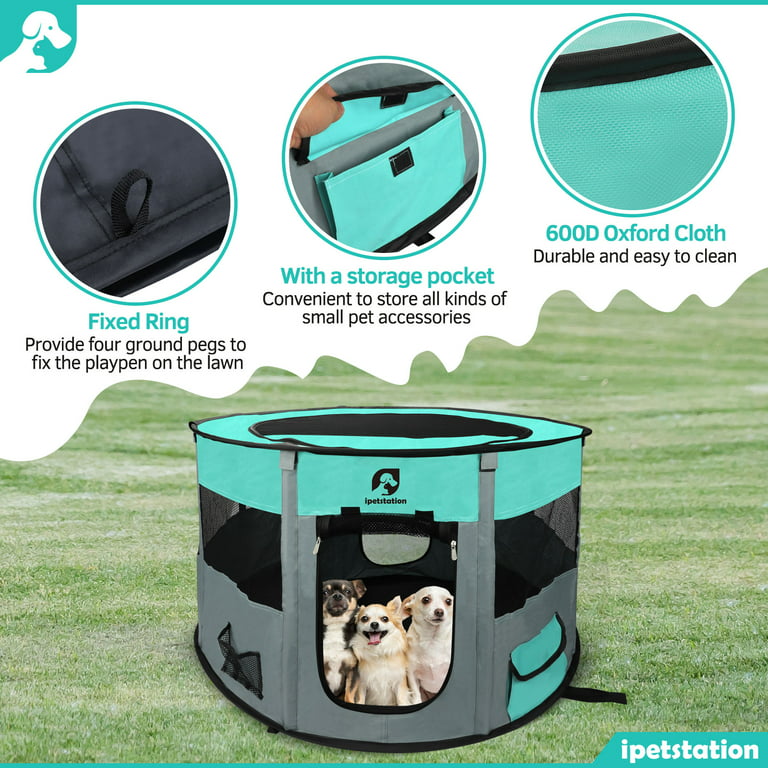 Pet Playpen -44"/110CM Diameter-Ideal for Puppy Dog Cat Rabbit-Portable & Foldable Dog Pens Pet Kennel for Indoor, Outdoor, Office and Travel Use