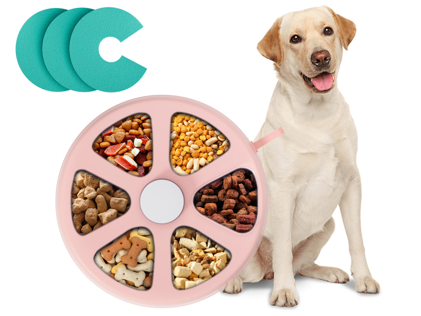 Dog Nail Scratch Pad with Treat Box-Rotatable Portable Dog Scratch Filing Pad for Nails-Pet Nail Scratch Board for Indoor/Outdoor Training Treat Feeder Dispenser-Pink