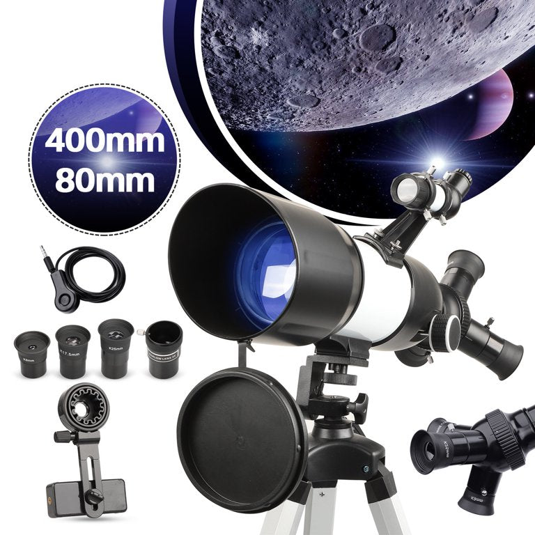 LAKWAR Telescope 80mm Large Aperture for Astronom Beginners, Adults and Kids, 3 Rotatable Eyepieces Refractor Telescope Good Partner to View Moon Landscape and Planet