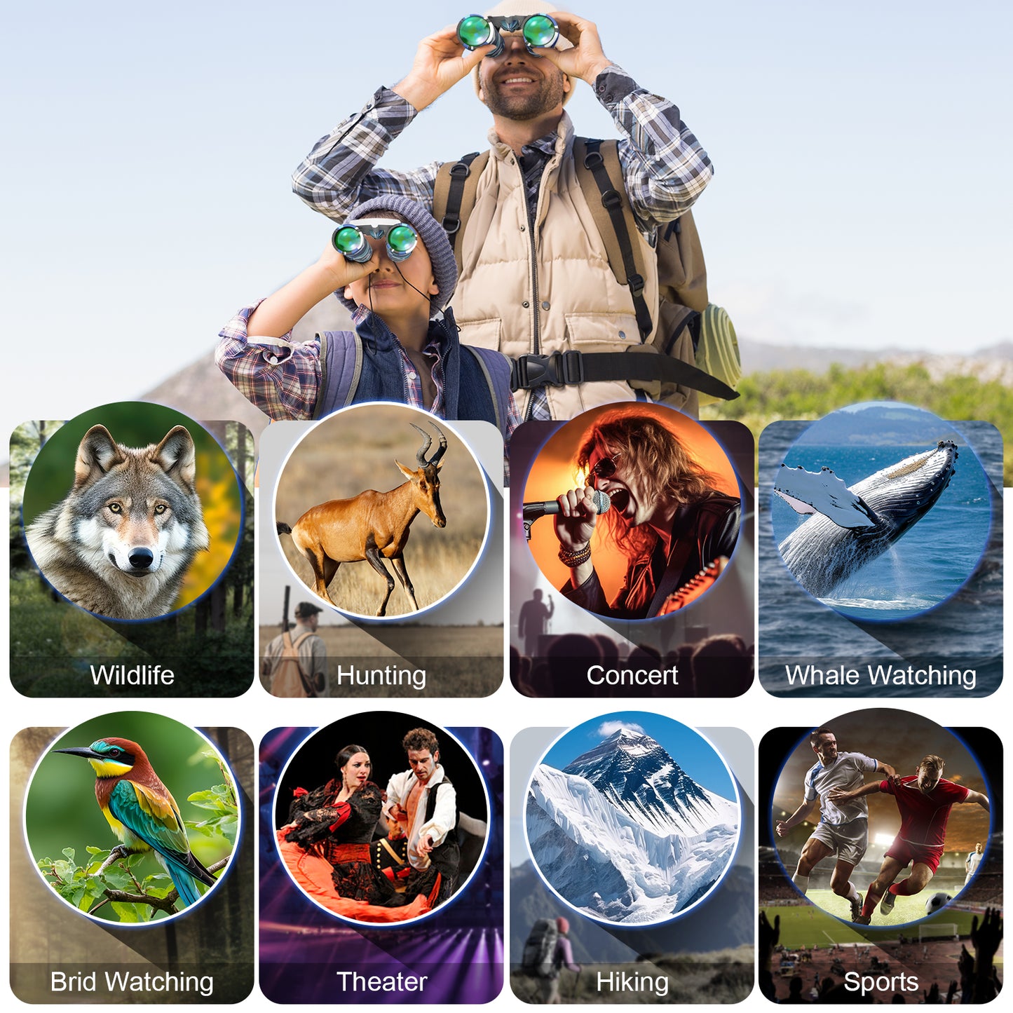 BNISE Small Binoculars for Adult and Kids, 8x21 Compact Binoculars for Bird Watching and Hunting Hiking Mini Kids Binoculars Boys Girls-Blue