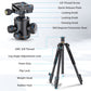 Camera Tripod, DSLR Tripods with 360 Degree Ball Head Load Capacity 8kg/17.6lbs,Cellphone Clip for Smartphone Live Streaming Vlog，Compact Aluminum Lightweight Travel Tripod，64 inch/163cm