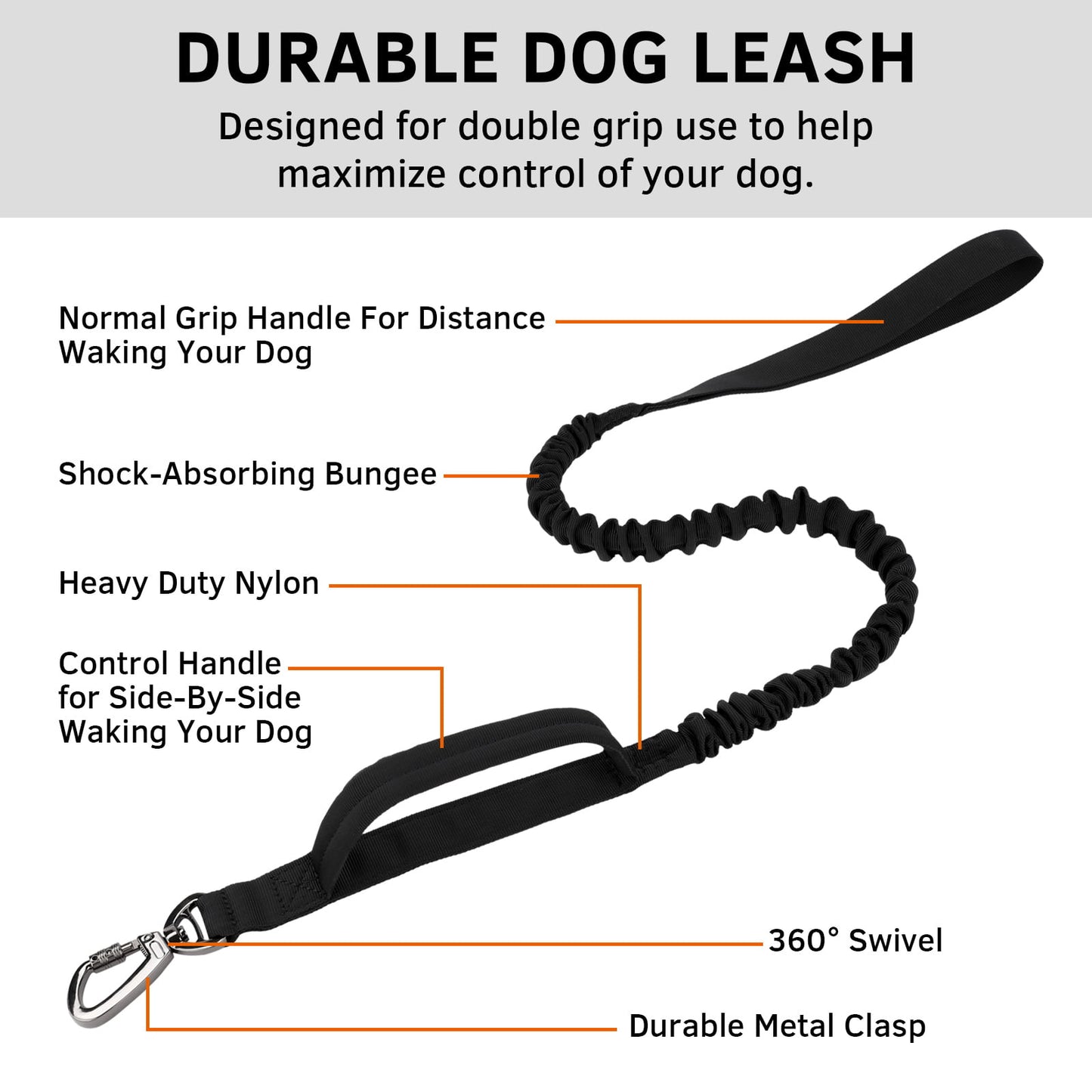 Tactical Dog Collar and Leash Set, Adjustable Military Training Nylon Dog Collar with Handle and Heavy Metal Buckle for Medium and Large Dogs (L, Black-Set)