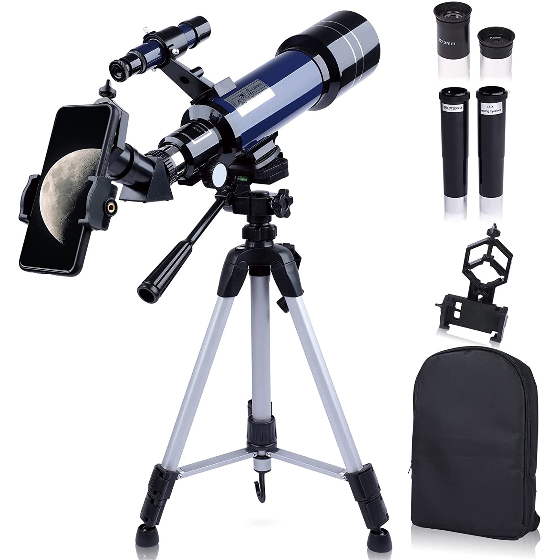 HETEKAN Telescoop, Telescopen Astronomie Voor Volwassenen, 70mm/700mm Brandpuntsafstand (28X-210X), Professionele Refractortelescoop Voor Kinderen En Beginners, Met AZ-Vatting HETEKAN Telescoop, Telescopen Astronomie Voor Volwassenen, 70mm/700mm Brandpuntsafstand (28X-210X), Professionele Refractortelescoop Voor Kinderen En Beginners, Met AZ-Vatting