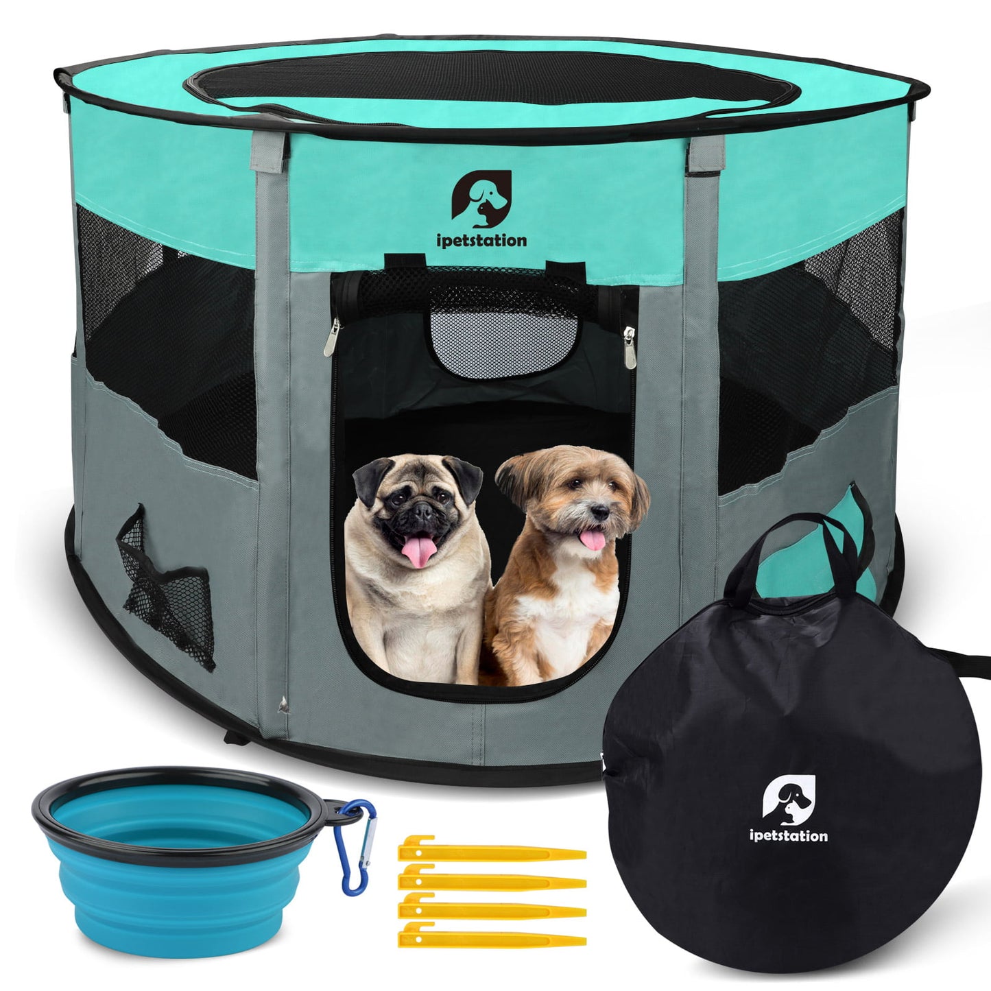 Pet Playpen -44"/110CM Diameter-Ideal for Puppy Dog Cat Rabbit-Portable & Foldable Dog Pens Pet Kennel for Indoor, Outdoor, Office and Travel Use