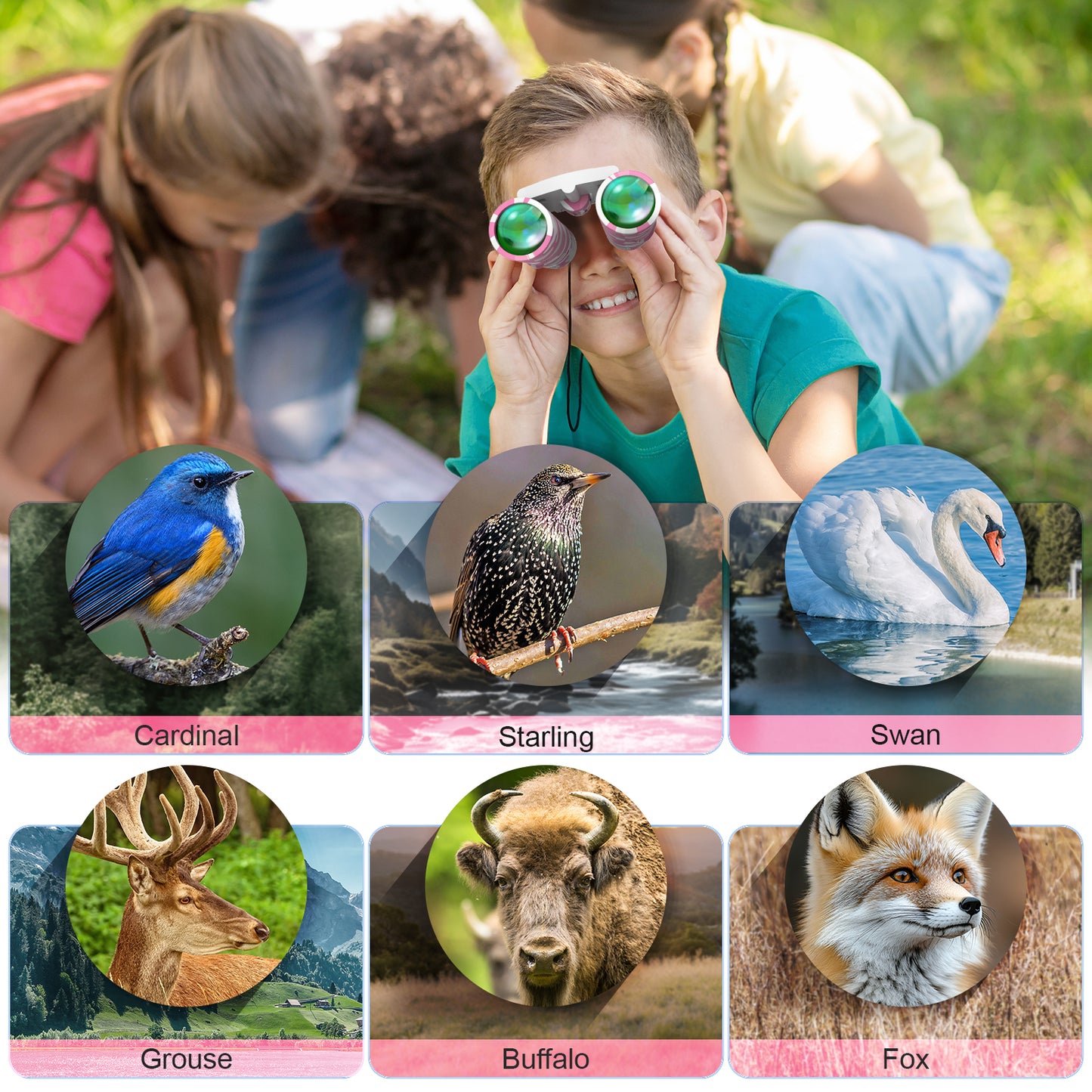 BNISE Small Binoculars for Adult and Kids, 8x21 Compact Binoculars for Bird Watching and Hunting Hiking Mini Kids Binoculars Boys Girls-Blue