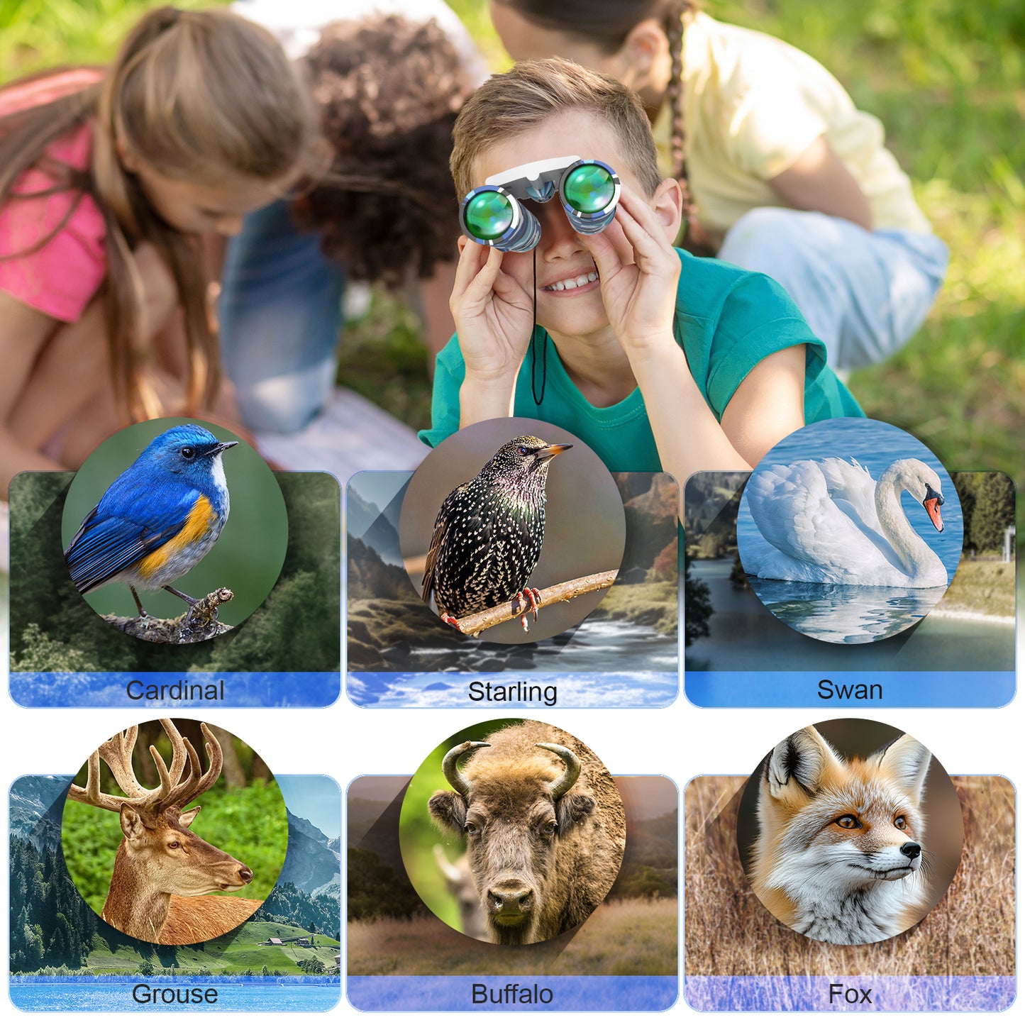 BNISE Small Binoculars for Adult and Kids, 8x21 Compact Binoculars for Bird Watching and Hunting Hiking Mini Kids Binoculars Boys Girls-Blue