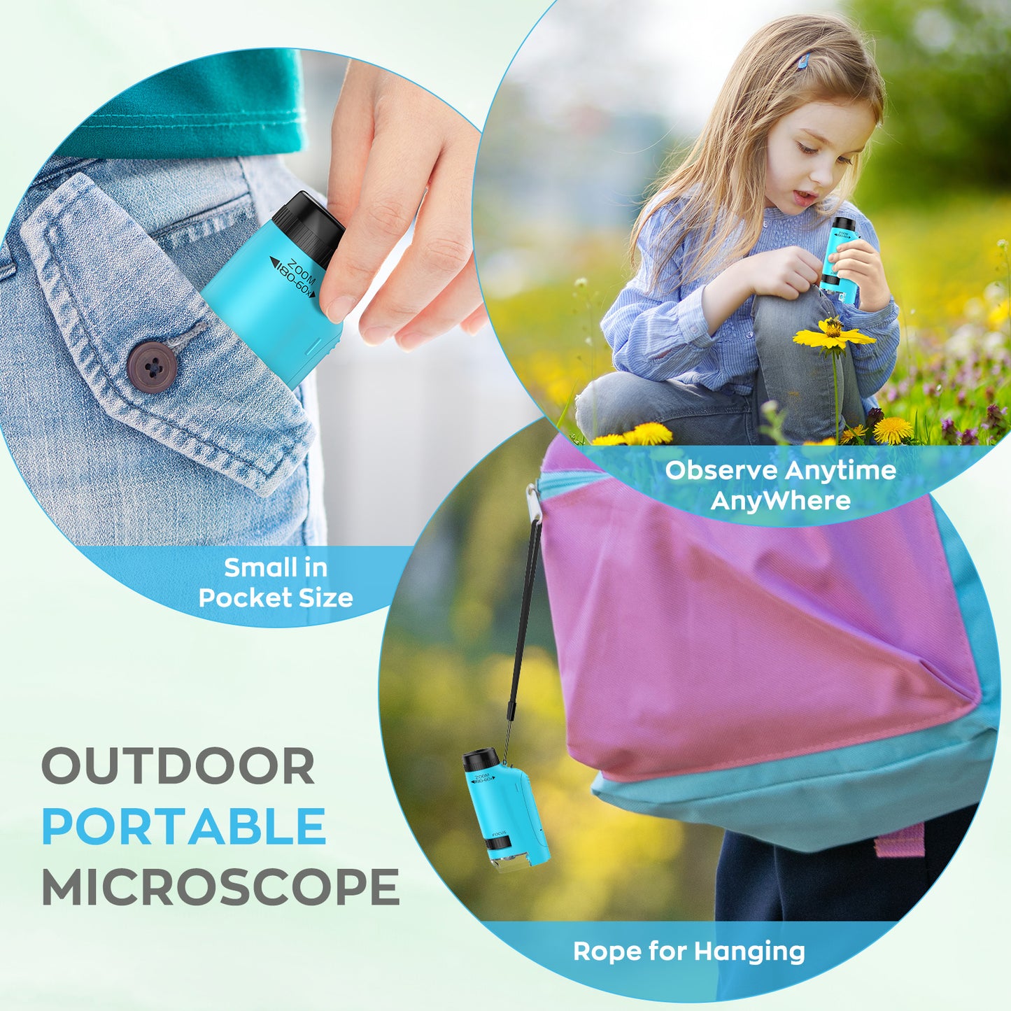 Portable Microscope for Kids Portable Kids Microscope Pocket Microscope Mini Microscope for Kids