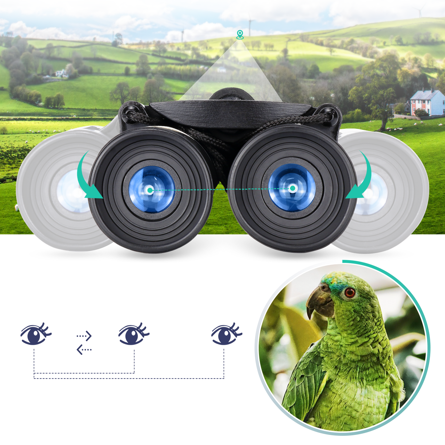 BNISE Binoculars Adults Binoculars for Bird Watching and Hunting,Asika Compact Waterproof/Fogproof/Shockproof Binoculars,Black