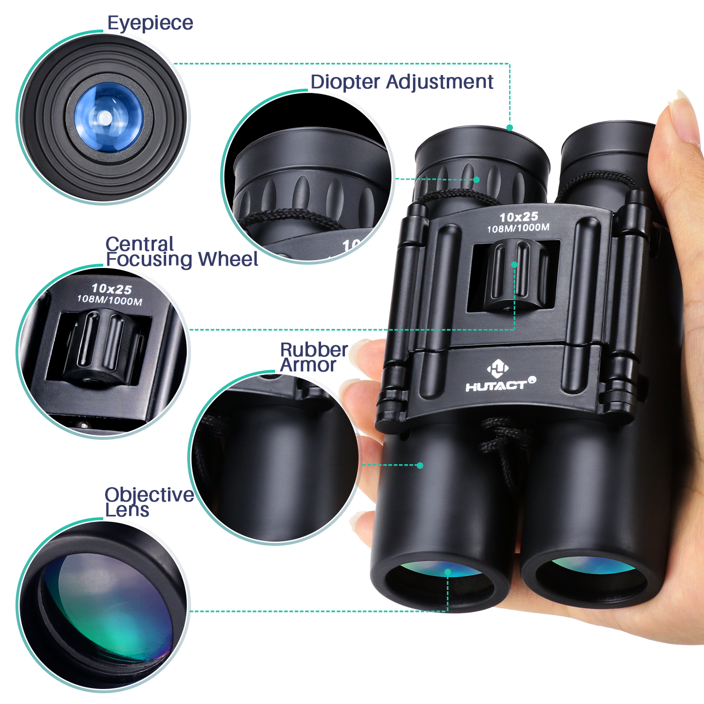 BNISE Binoculars Adults Binoculars for Bird Watching and Hunting,Asika Compact Waterproof/Fogproof/Shockproof Binoculars,Black