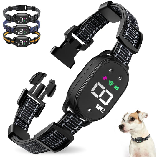 Dog Bark Collar，Smart Bark Collar for Large Medium Small Dogs, Rechargeable Waterproof Anti Barking Training Collar with 8 Adjustable Sensitivity,Bark Shock Collar with Beep,Black