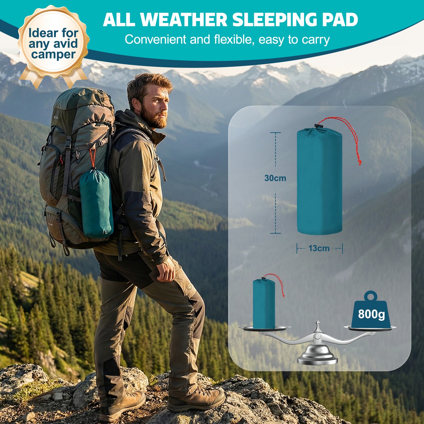 BNISE Camping Sleeping Pad, 6.3" Inflatable Sleeping Mat with Built-in Foot Pump and Pillow, Lightweight Waterproof for Backpacking Travel Hiking