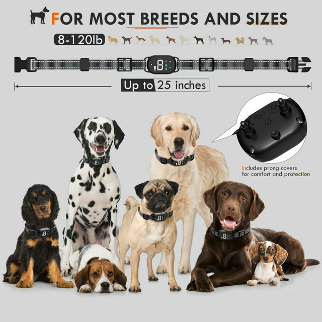 Dog Bark Collar，Smart Bark Collar for Large Medium Small Dogs, Rechargeable Waterproof Anti Barking Training Collar with 8 Adjustable Sensitivity,Bark Shock Collar with Beep,Black