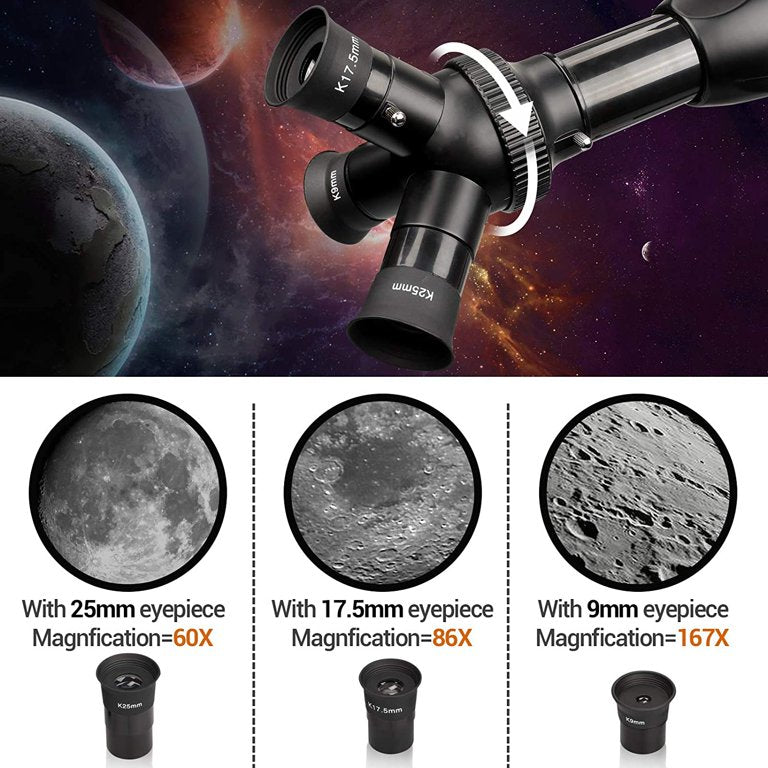 Telescope, Astronomy Telescope for Adults, 60mm Aperture 500mm AZ Mount Astronomical Refracting Telescope for Kids Beginners with Adjustable Tripod, Phone Adapter, Nylon Bag