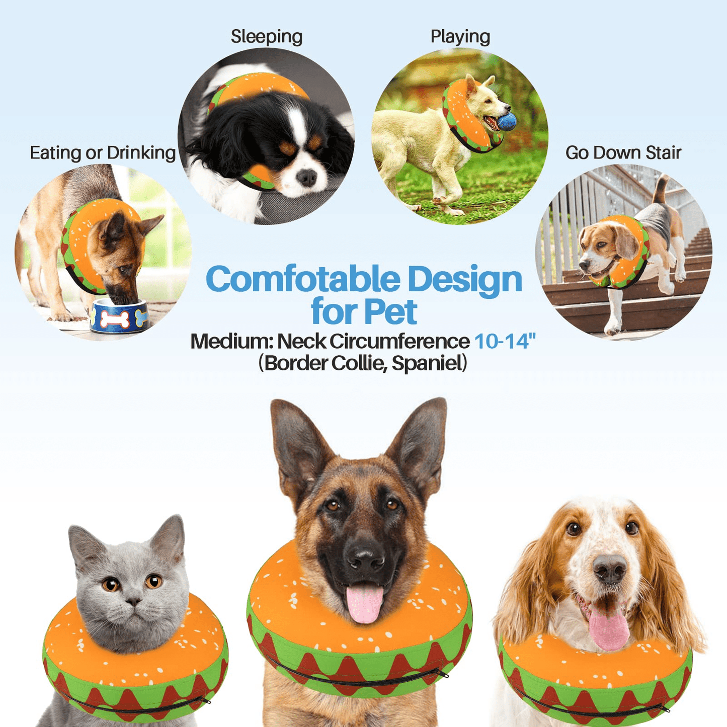Dog Cone Protective Elizabethan Collar for Dogs Recovery Collar After Surgery Anti-Bite Lick Wound Soft,Inflatable ,Comfortable Cone of Shame for Small Dogs & Cats-S