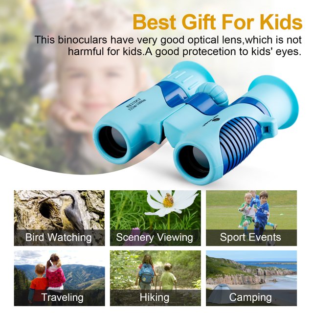 BNISE Binoculars for Kid, 8 x 21 Kids Binoculars for Kids 8-12, Birthday Presents Back to School Gifts for Kid, Kids Binoculars for 3-12 Years Boys and Girls, Pink