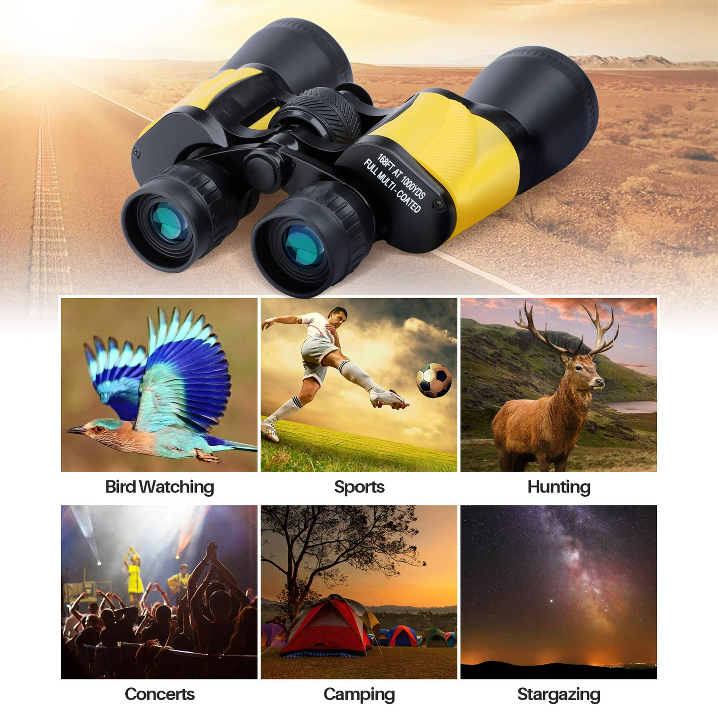 20X50 Binoculars for Adults, HD Powerful Binocular with Low Light Vision, Waterproof Binoculars for Bird Watching Hunting