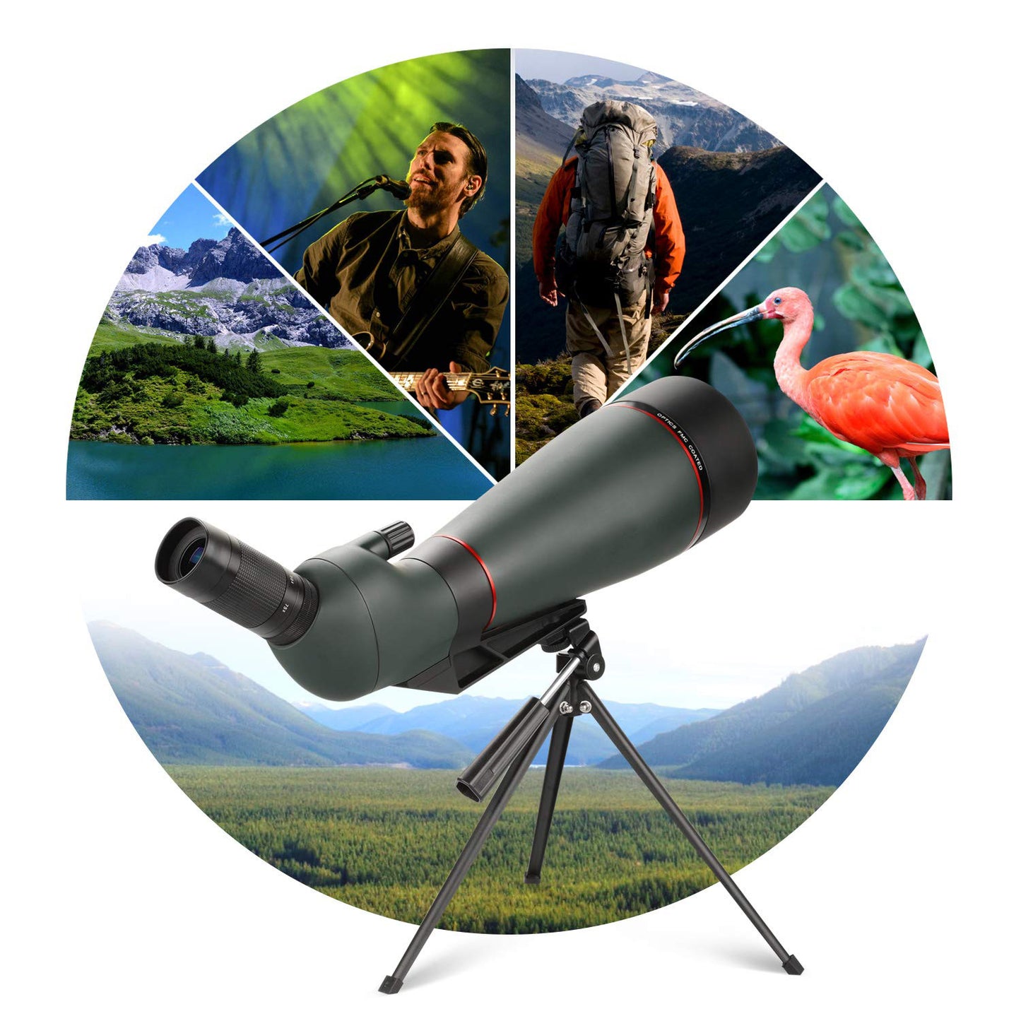 25-75x100 Spotting Scope, with Tripod Carrying Bag Phone Adapter, Waterproof Spotting Scope for Bird Watching,Target Shooting, Hunting