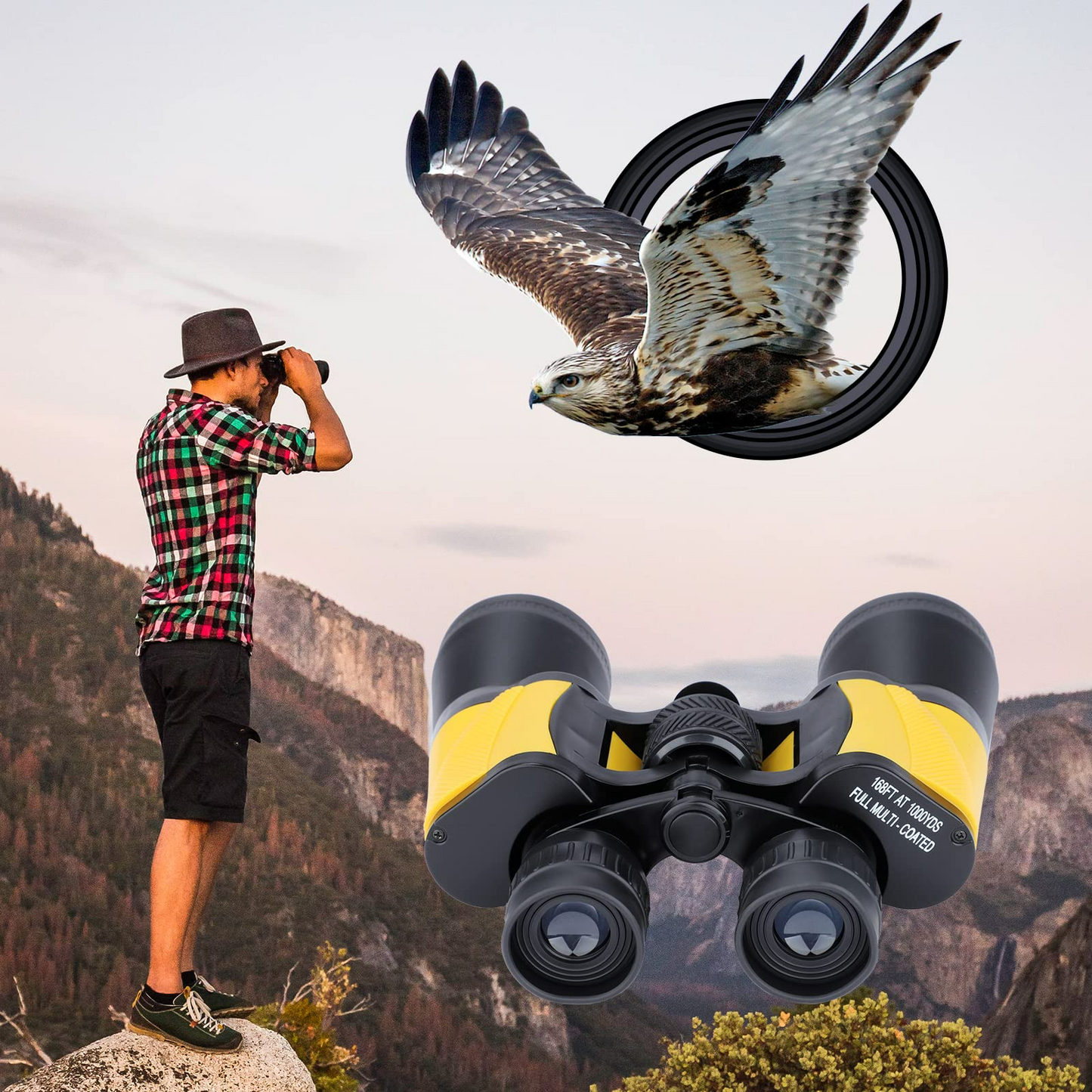 20X50 Binoculars for Adults, HD Powerful Binocular with Low Light Vision, Waterproof Binoculars for Bird Watching Hunting