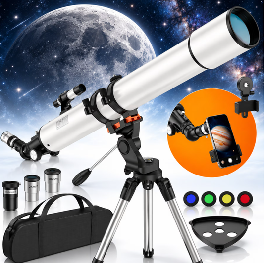 Telescope for Adults High Powered, 90mm Aperture 900mm Professional Refractor Telescopes for Adults Astronomy Beginners with Stainless Tripod, Carry Bag and Moon Filter