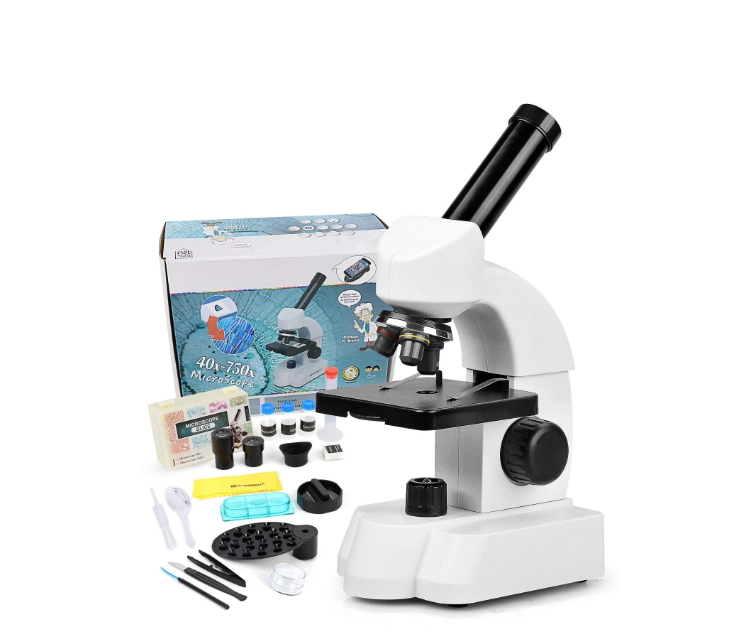 Microscope for Kids Beginners Children Student,Compound Biological Educational Microscope with Smartphone Adapter Slides Set，Christmas Gift for Boys & Girls Age 6+,Educational Kits