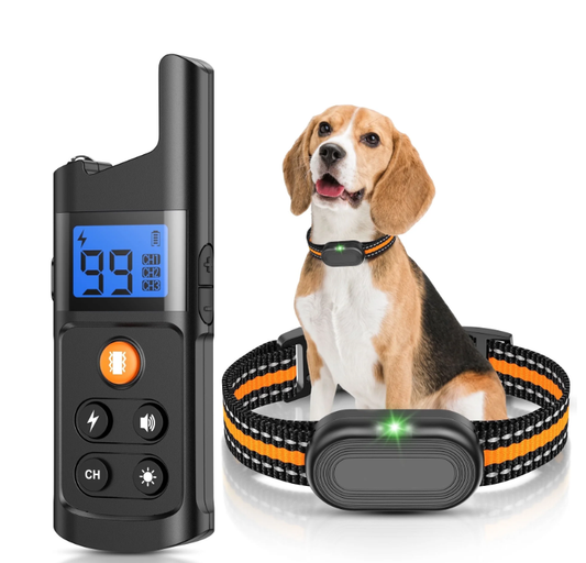 BNISE Dog Training Collar Rechargeable 3 Training Modes， Waterproof , 2600 feet Yard Remote Range Adjustable Shock Levels Dog Training Collar With Remote Correction Collar For Dog Training-Orange