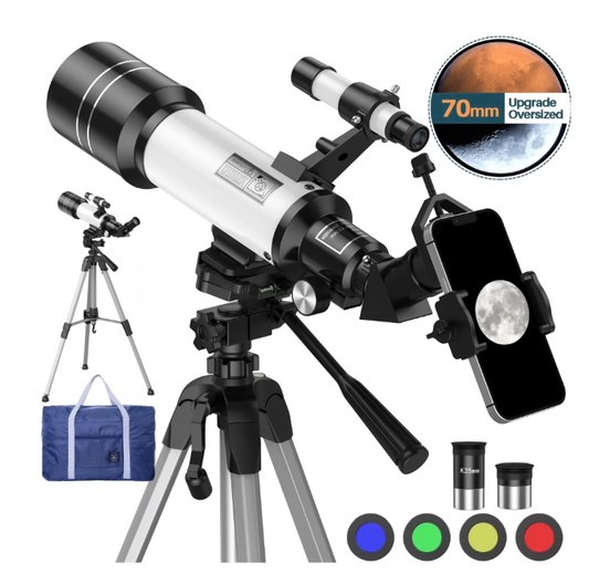 BNISE Telescope With Phone Adapter,70mm HD Aperture Refractor 400mm ,Space Telescop for Adults Kids,Telescopes for Astronomy Beginner With Carry Bag Tripod For Viewing Panets, Astronomy Gifts