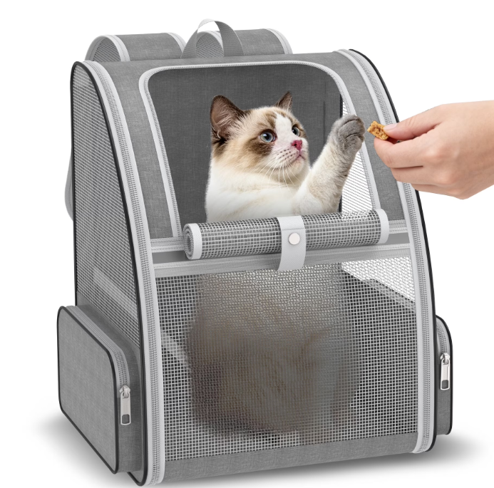 Cat Backpack Carrier Fully Ventilated-Pet Carrier Backpack for Cats and Small Dog Puppies up to15 lb