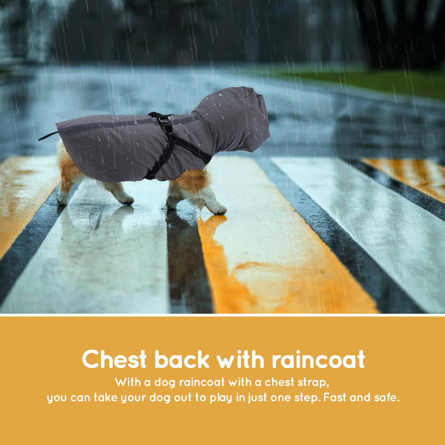 Dog Raincoat Hooked Dog Rain Jacket with Harness for Small Dogs Puppies,with Reflective Strip Waterproof and Lightweight for Outdoor