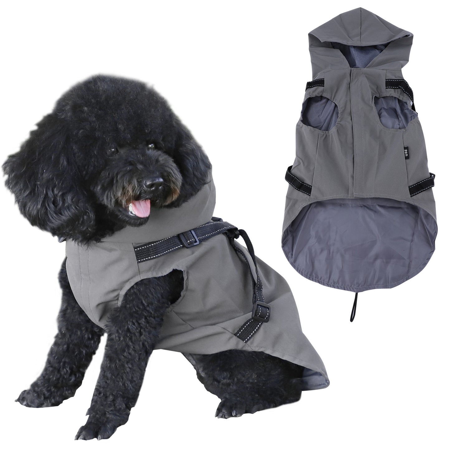 Dog Raincoat Hooked Dog Rain Jacket with Harness for Small Dogs Puppies,with Reflective Strip Waterproof and Lightweight for Outdoor