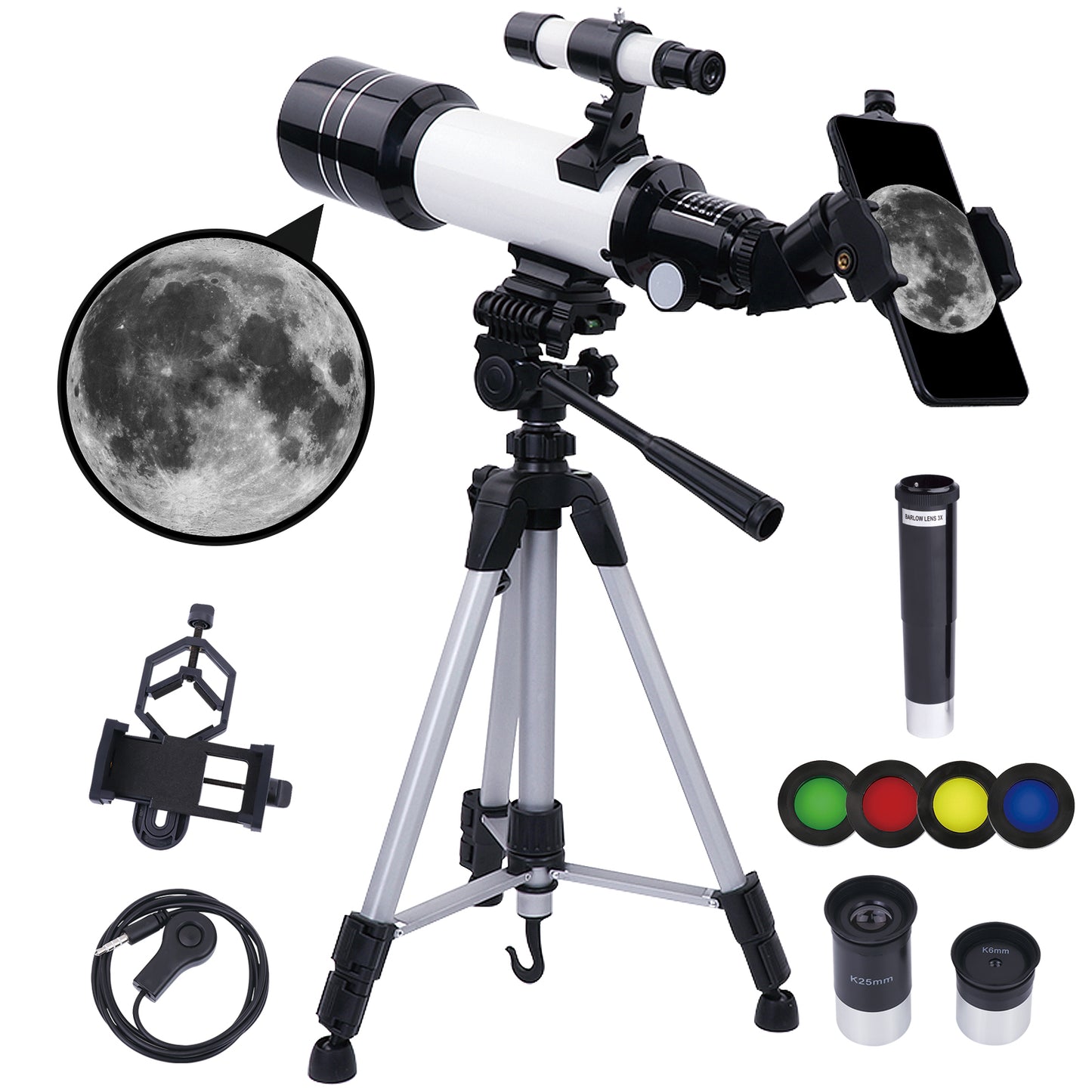 BNISE Telescope With Phone Adapter,70mm HD Aperture Refractor 400mm ,Space Telescop for Adults Kids,Telescopes for Astronomy Beginner With Carry Bag Tripod For Viewing Panets, Astronomy Gifts