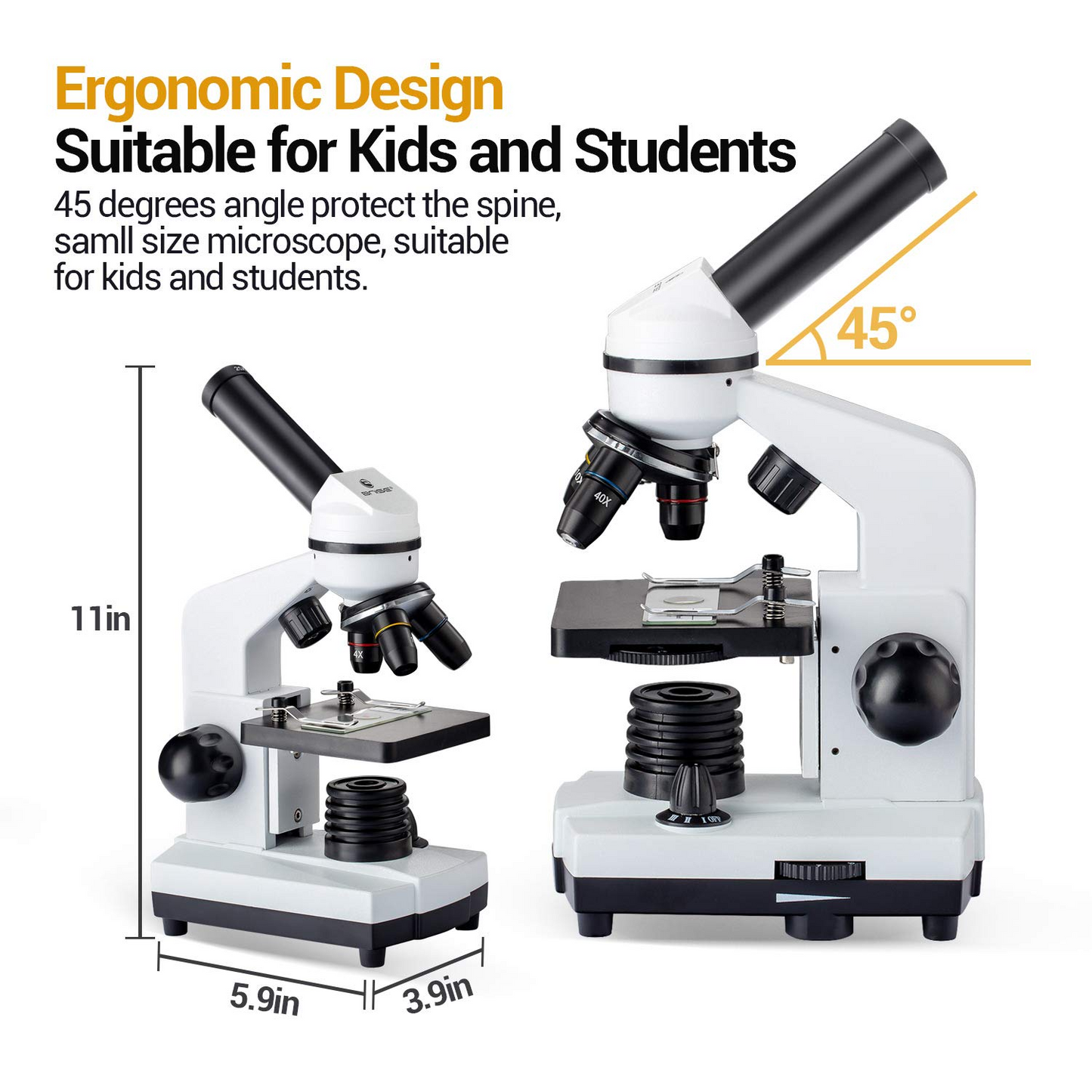 BNISE Microscope Professionnel 100-2000x Microscope Enfant 4-16